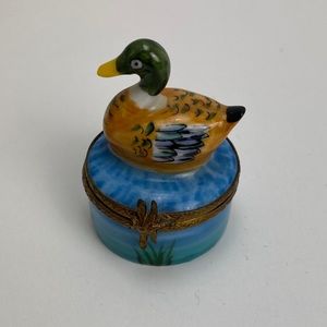 GUC LIMOGES FRANCE MALLARD TRINKET BOX PEINT MAIN
